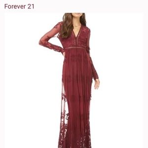 Forever 21 Burgundy Lace Scalloped Juliette Dress